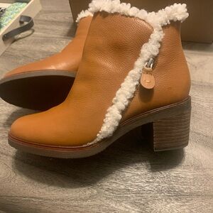 Gentle Souls Brown Heeled Boots with Shearling